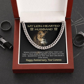 Cuban Link Chain Necklace Gift for Lion Husband King - Thegiftio UK