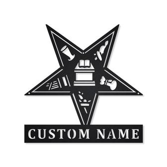 Personalized Eastern Star Masonic Metal Sign, Custom Name, Metal Mason Sign House Decor, Housewarming Outdoor Sign, Custom Masonic Metal Sign - Seseable