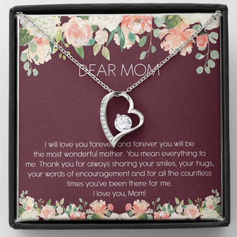 Dear Mom Watercolor Flower Forever Love Necklace Mother's Day Message Card - Thegiftio UK