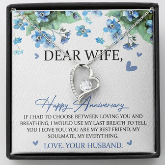 Dear Wife Happy Anniversary Forever Love Necklace Message Card Gift From Husband - Thegiftio UK