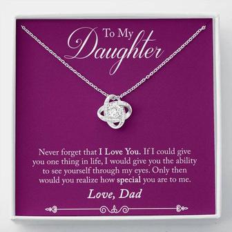 Father Daughter Never Forget That I Love You Love Knot Necklace - Seseable