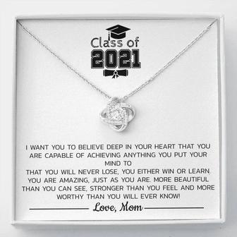 Friends Movie Graduation To My Daughter From Mom Necklace Gift Class Of 2021 I Will Be There For You Love Knot Necklace Jewelry On Birthday, Christmas, Xmas, With Message Card  - Seseable