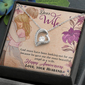 Gift Collection -To My Beautiful Wife Happy Anniversary Forever Love Necklace Gift! From Husband. - Thegiftio UK