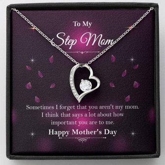 Gift For Step Mom ☆ Bonus Mom Gift ☆ Mother's Day Gift For Step Mom ☆ Forever Love Necklace - Thegiftio