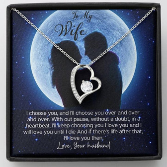 Gift To Wife - I Choose You Quote- Moon - Forever Love Necklace - Thegiftio