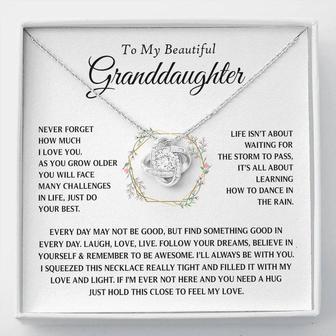 Granddaughter - Never Forget How Much I Love You - Love Knot Necklace - Seseable