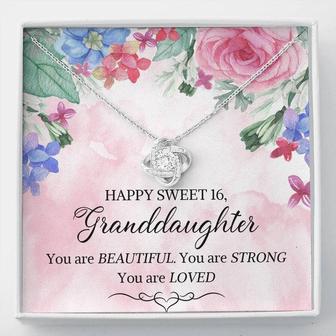 Granddaughter 16Th Birthday, 16Th Birthday Necklace For Granddaughter, September Birthday Love Knot Necklace,Personalized Birthday Necklace - Seseable