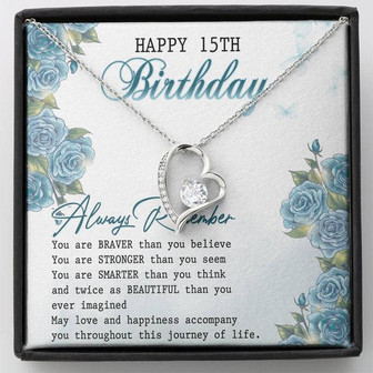 Happy 15Th Birthday Forever Love Necklace Message Card - Thegiftio UK