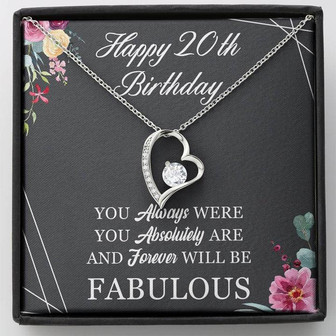 Happy 20Th Birthday Forever Love Necklace Message Card - Thegiftio UK