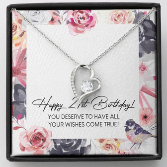 Happy 21St Birthday Forever Love Necklace Message Card - Thegiftio UK