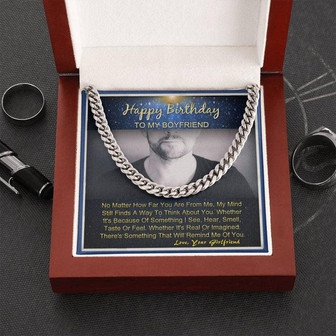 Happy Birthday To My Boyfriend Gifts For Him Cuban Link Necklace Message Card - Thegiftio UK