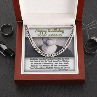 Happy Birthday To My Husband Gift For Him Cuban Link Chain Message Card Gift Box - Thegiftio UK