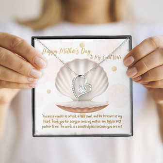 Happy Mother's Day To My Sweet Wife: You Are A Wonder To Behold, A Rare Jewel, And The Treasure Of My Heart - Forever Love Necklace - Thegiftio UK