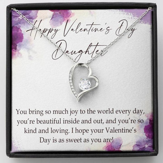 Happy Valentine's Day Daughter Forever Love Necklace Message Card - Thegiftio UK