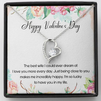Happy Valentine's Day My Best Wife Forever Love Necklace Message Card Gift - Thegiftio UK