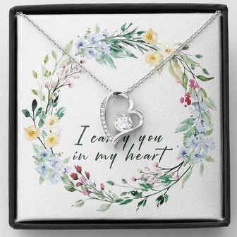 I Carry You In My Heart Forever Love Necklace Birthday Message Card - Thegiftio UK