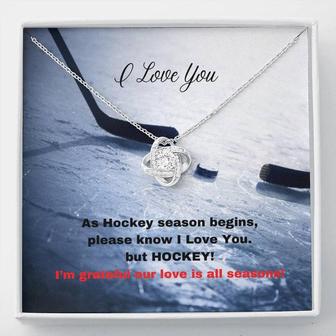 I Love You, But Hockey, Love Knot Necklace - Seseable