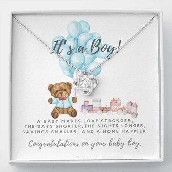It's A Boy Necklace Gift For Mom | Baby Boy Congratulations | Baby Boy Shower Gift For Mom | New Mom Necklace | New Mom Gift | Gift For New Baby | New Mother Jewelry | Quotes | New Mommy Gift | Love Knot Necklace | Seseable UK