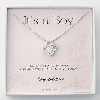 It's A Boy Necklace Gift For Mom | Baby Boy Congratulations | Baby Boy Shower Gift For Mom | New Mom Necklace | New Mom Gift | Gift For New Baby | New Mother Jewelry | Quotes | New Mommy Gift | Love Knot Necklace - Seseable