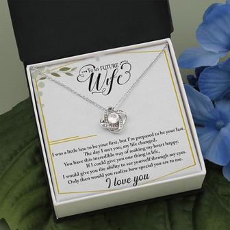Love Knot Necklace - Future Wife Necklace - For Fiance On Engagement - Fiancee Birthday Gift | Fiancee Gift For Her | To My Future Wife Necklace | Engagement Gift For Future Wife | Sentimental Gift For Bride From Groom | Birthday Gift For Fiancee - Seseable
