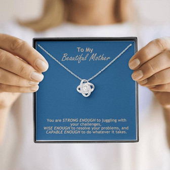 Love Knot Necklace With Strong Wise Capable Mother Message Card (Gift For Mother) | Seseable CA