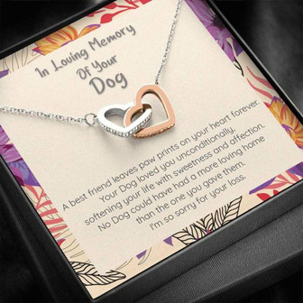 Loving Memory Loss Of Your Dog Remembrance Necklace, Connected Hearts Forever - Thegiftio UK