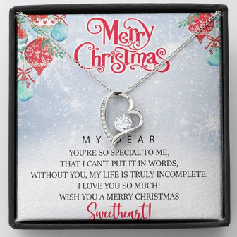 Merry Christmas Forever Love Necklace Message Card - Thegiftio UK