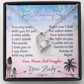 Mommy Forever Love Necklace I Feel The Safest When Your Arms Hold Me Tight New Mom Gift - Thegiftio UK