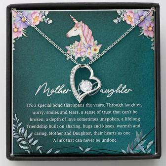 Mother And Daughter Their Hearts As One Unicorn Forever Love Necklace Mother's Day Message Card - Thegiftio UK