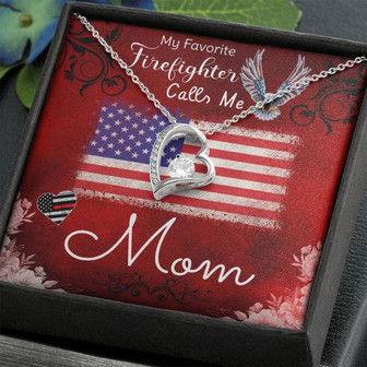 My Favorite Firefighter Calls Me Mom Forever Love Necklace - Thegiftio UK