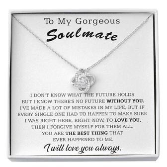 My Soulmate - I Will Love You Always - Love Knot Necklace - Seseable