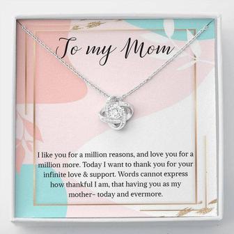 Necklace Gift For Mom, To My Mom Necklace Gift, Love Knot Necklace For Mom, Custom Mom Birthday Necklace Gift, My Mom Jewelry Massage Box - Seseable