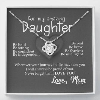 Never Forget That I Love You Love Knot Necklace Mom Gift For Daughter - Seseable
