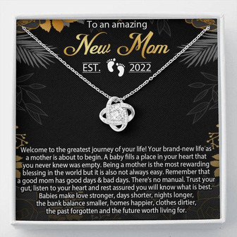 New Mom Necklace, Mom Est 2022 Necklace,First Time Mom Necklace,Baby Shower Necklace, Love Knot Necklace Gift For New Mom,Pregnancy Necklace - Seseable