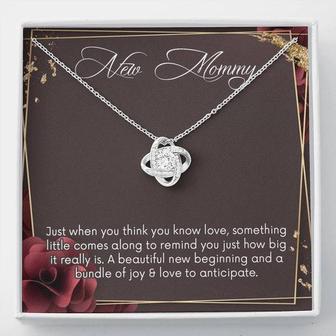 New Mommy Necklace, New Mom Love Knot Necklace, New Mom Necklace Personalized Gift, Pregnancy Necklace, Mama To Be Necklace, New Mother Gift - Seseable