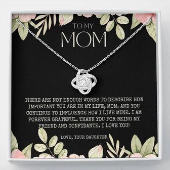 Personalized Gift To My Mom Necklace, Birthday Valentines Gift, To My Mother, Silver Jewelry For Women, Love Knot Necklace With Message Card - Seseable