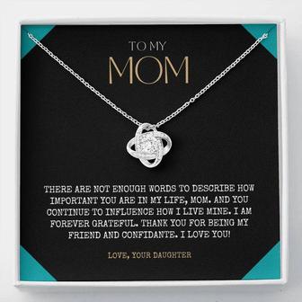 Personalized Gift To My Mom Necklace, Birthday Valentines Gift, To My Mother, Silver Jewelry For Women, Love Knot Necklace With Message Card - Seseable
