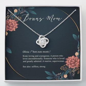 Custom Best Bonus Mom Definition | Custom Name | Mothers Day Gift For Bonus Mom | Personalized Name Bonus Mom Love Knot Necklace | Seseable UK