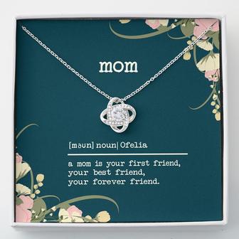 Custom Mom Definition | Custom Name | Mothers Day Gifts For Mom | Personalized Name Mothers Day Love Knot Necklace - Seseable