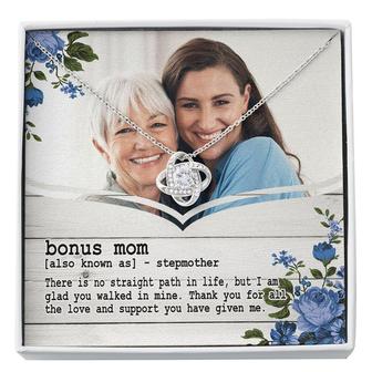 Custom Bonus Mom Definition | Custom Photo | Mothers Day Gift For Mom | Personalized Photo Bonus Mom Love Knot Necklace - Seseable