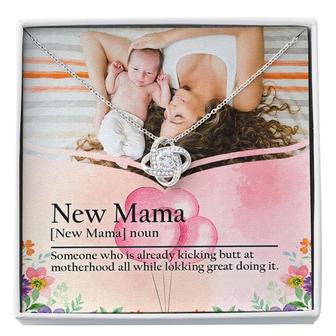Custom New Mama Definition | Custom Photo | Mothers Day Gift For Mom | Personalized Photo Mama Love Knot Necklace - Seseable