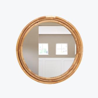 Round Rattan Mirror For Wall Decor bohemian interior decor Wall Mirror in Rattan | Rusticozy DE