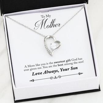Son To Mom Gift "A Mom Like You Is The Sweetest Gift" - Forever Love Necklace - Thegiftio