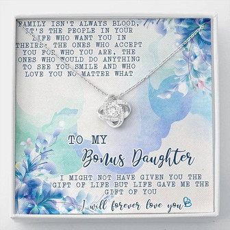 Stepdaughter Necklace Gift,Personalized Bonus Daughter Necklace,Love Knot Necklace For Stepdaughter, Daughter In Law Necklace,Bonus Daughter - Seseable