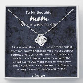 To Mom On My Wedding Day, Mother Of The Bride Gift From Daughter, Mother Of The Bride Necklace From Bride, Mom Of Bride, Love Knot Necklace - Seseable