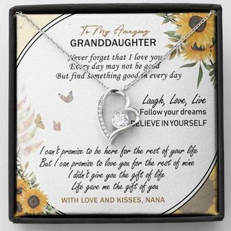 To My Amazing Granddaughter Forever Love Necklace Message Card