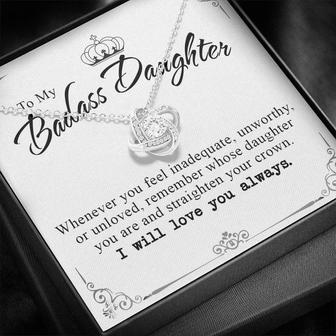 To My Badass Daughter - I Love You Message - Love Knot Necklace - Tmd16 - Seseable
