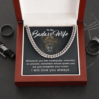 To My Badass Wife - Remember Whose Queen You Are - Cuban Link Chain Necklace - Thegiftio UK