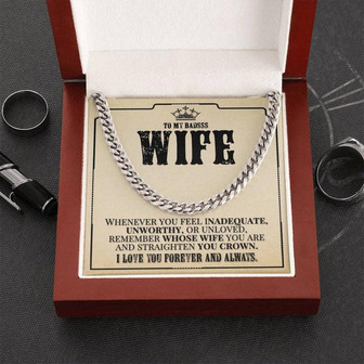 To My Badass Wife - Remember Whose Wife You Are - Cuban Link Chain Necklace - Thegiftio UK