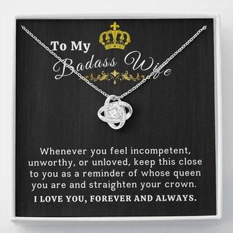 To My Badass Wife Gift - Love You Forever And Always - Love Knot Necklace - Seseable